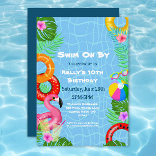 Fun Pool Party Swimming Birthday Invitation