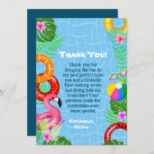 Fun Pool Party Swimming Birthday Thank You Card