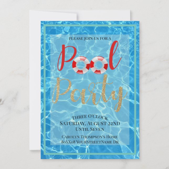 Fun Pool Party Water Theme Invitation (Front)