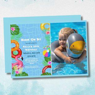 Fun Pool Photo Party Swimming Birthday Invitation