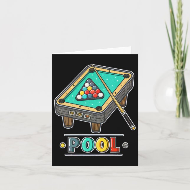Fun Pool Table Billiards Game Themed  Card (Front)