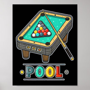 Fun Pool Table Billiards Game Themed Poster