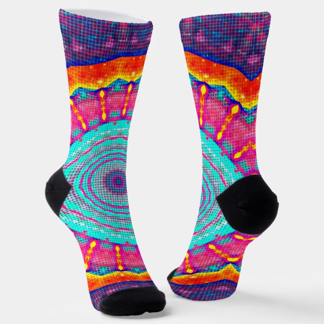 Fun Pop Art Colourful Crazy Socks (Angled)