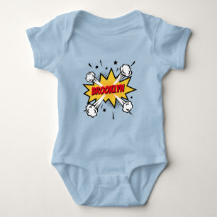 Fun pop art comic book style callout logo baby bodysuit