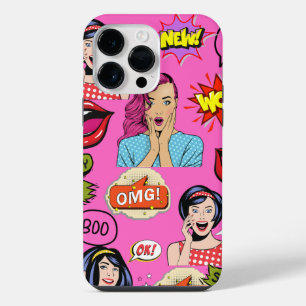 Fun pop art Vibrant artwork cute Pink girly iPhone 14 Pro Max Case