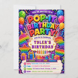Fun Pop It Birthday Party Invitation
