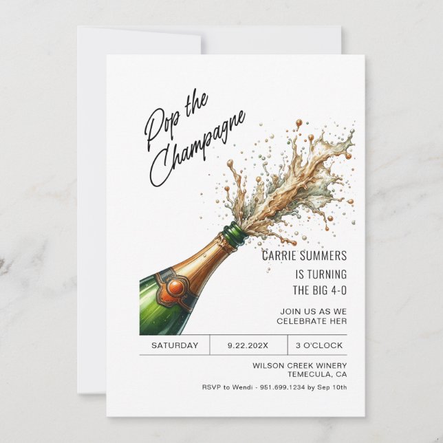 Fun Pop the Cork Party Invitation (Front)