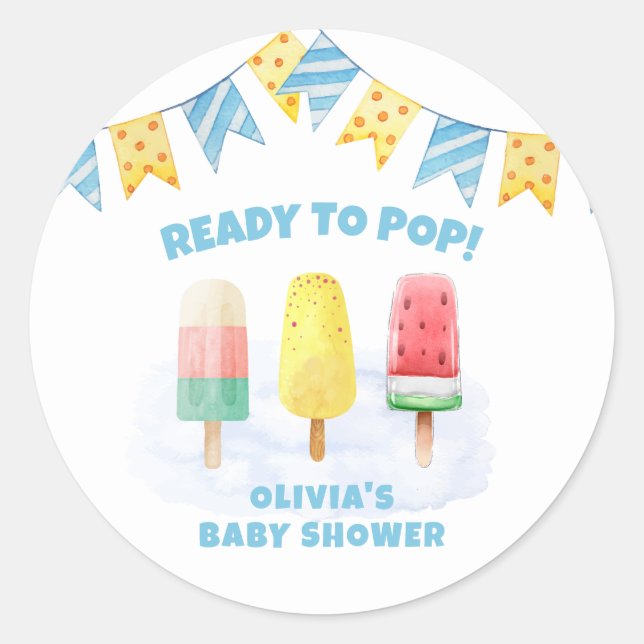 Fun Popcicle Ready To pop Ice Cream Baby Shower  Classic Round Sticker (Front)