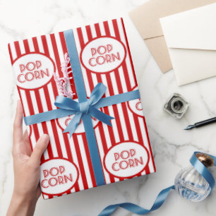 Fun popcorn word art party pattern wrap wrapping paper