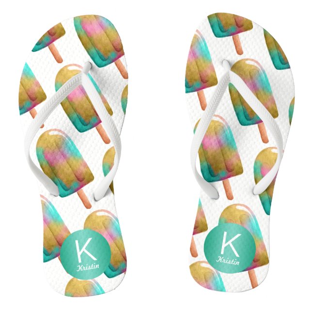 Fun Popsicle Pattern with Your Monogram Thongs (Footbed)