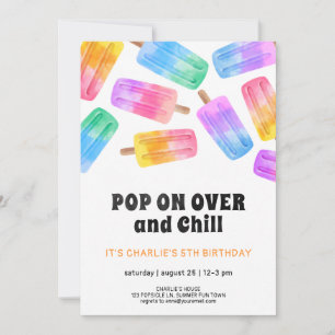 Fun Popsicle Pop On Over Kids 5th Birthday Invitation