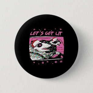Fun Possum Racoon Lets Get Trash Street Pink Chri 6 Cm Round Badge