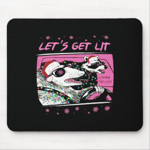 Fun Possum Racoon Lets Get Trash Street Pink Chri Mouse Pad