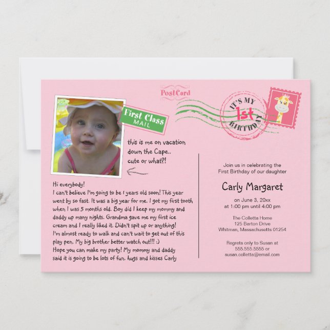 Fun Postcard Birthday Party Invitation (Front)