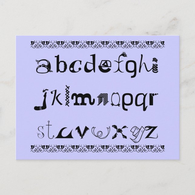 Fun Postcard of the Alphabet in English (Front)