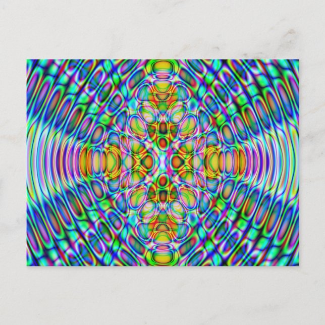Fun Postcard, Psychedelic Trippy Blue Design Postcard (Front)