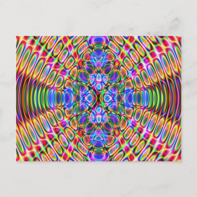 Fun Postcard, Psychedelic Trippy Red & Blue Design Postcard (Front)