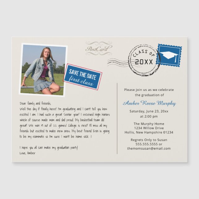 Fun Postcard Style Graduation Party Invitation (Front)