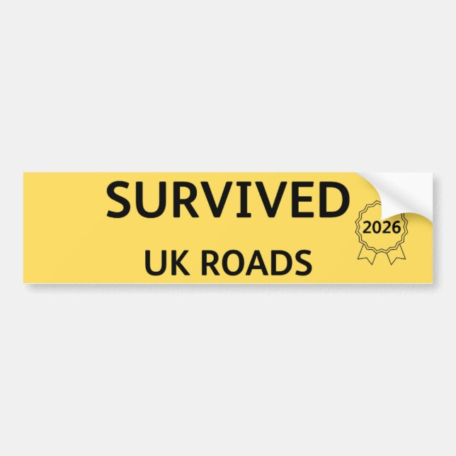 Fun Pothole Bumper Sticker SURVIVED UK ROADS 2026 (Front)