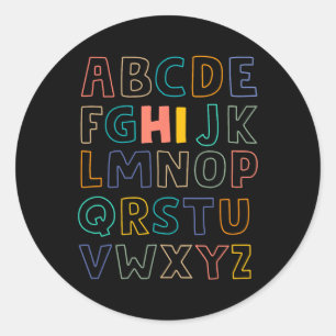 Fun Pre K Kindergarten Hi Alphabet Back To School Classic Round Sticker