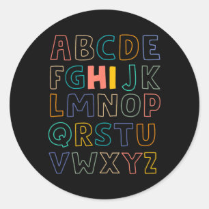 Fun Pre K Kindergarten Hi Alphabet Byck To School Classic Round Sticker