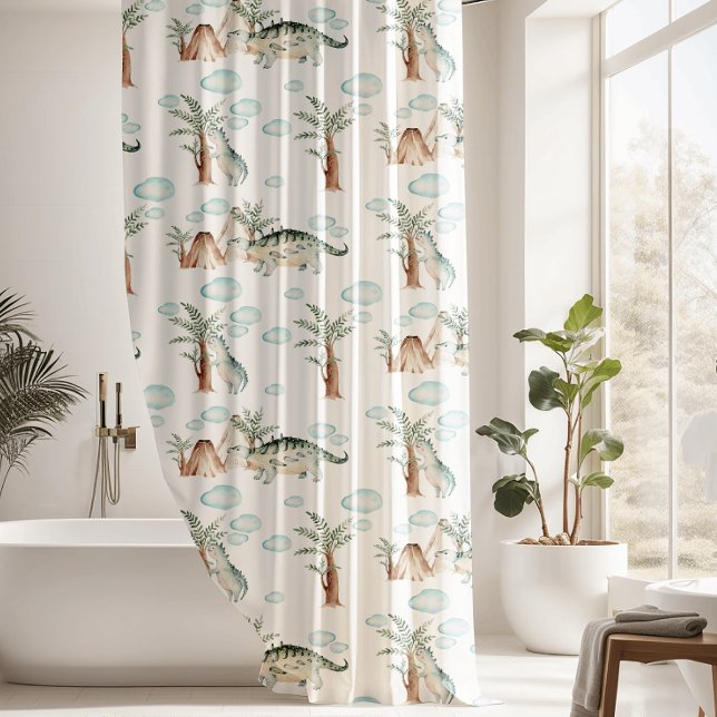 Fun Prehistoric Dinosaur Pattern Shower Curtain (Creator Uploaded)