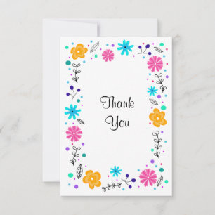 Fun Pretty Floral Botanical Flat Thank You Card