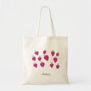 Fun Pretty  Quirky Pink Strawberries  Tote Bag