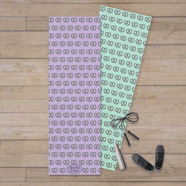 Fun Pretzel theme double side lilac / pale teal Yoga Mat (Creator Uploaded)