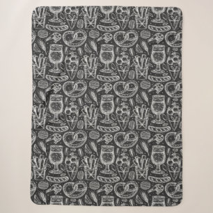 Fun Pretzels, Chicken Wings & Beer Pattern Sherpa Blanket