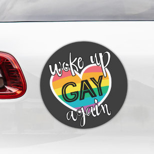 Fun pride month lgbt woke up gay again car magnet