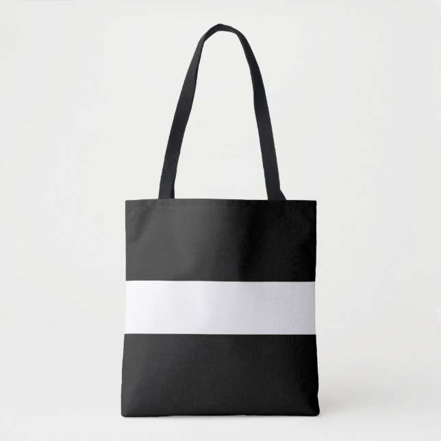 Fun Professional Wide Black White Nautical Stripes Tote Bag (Front)