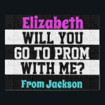 Fun Promposal Idea Black and White Jigsaw Puzzle<br><div class="desc">Create your own favourite text colours with this classic black and white stripe promposal puzzle.</div>