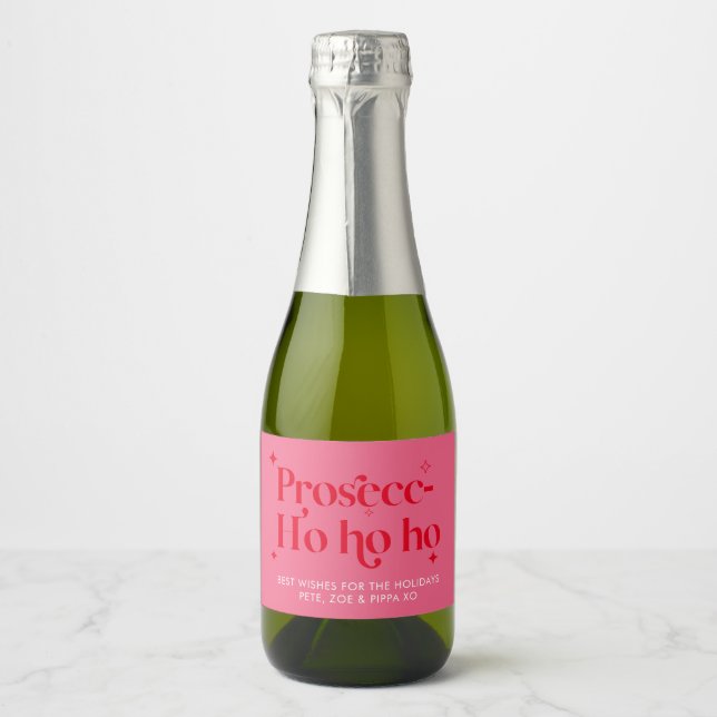 Fun Prosecco Personalised Christmas Wine Label (Front)