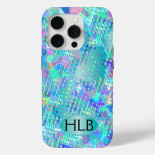 Fun Psychedelic Blues with a Splatter of Blue Dots iPhone 15 Pro Case