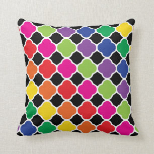 Fun Psychedelic Quatrefoil Print Pattern Cushion