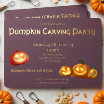 Fun Pumpkin Carving Party Invitation Mauve Gold