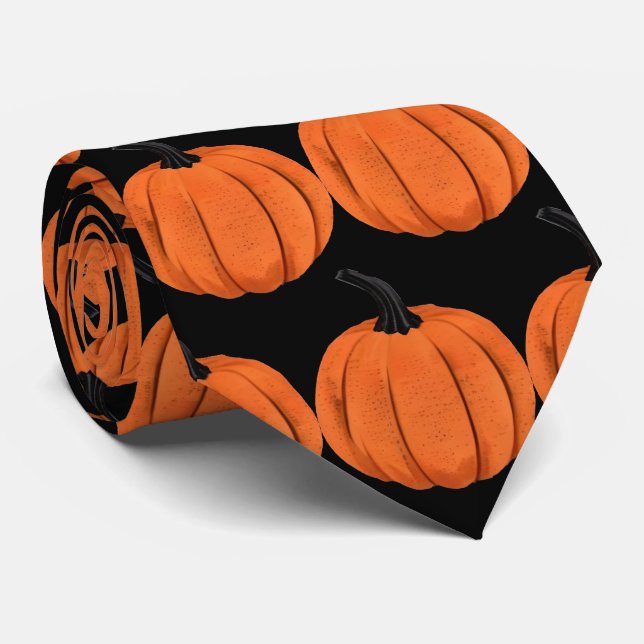 Fun Pumpkin Design Tie for Halloween (Rolled)