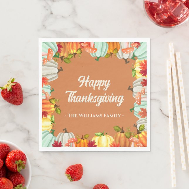 Fun Pumpkin Thanksgiving Dinner Napkins (Insitu)
