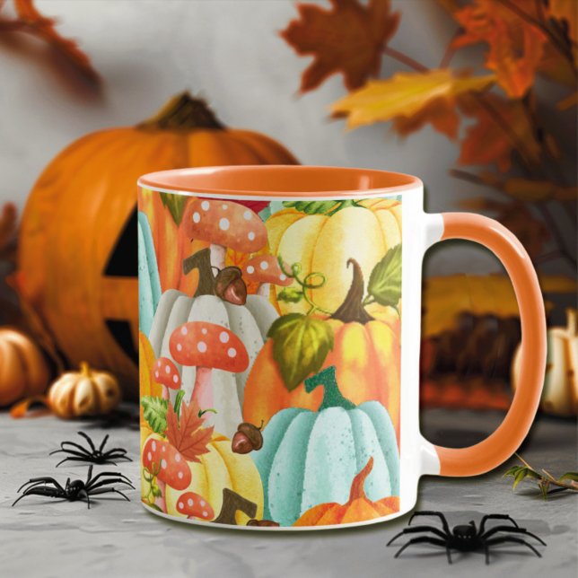 Fun Pumpkins Mushrooms And Fall Leaves Mug (Creator Uploaded)