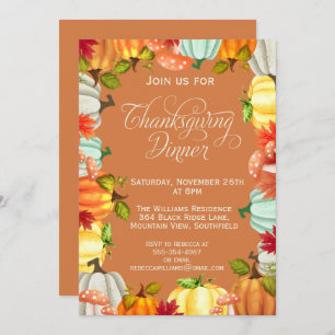 Fun Pumpkins Thanksgiving Dinner Invitation