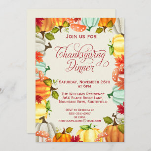 Fun Pumpkins Thanksgiving Dinner Invitation