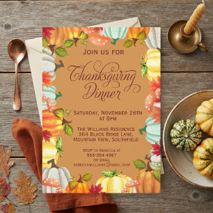 Fun Pumpkins Thanksgiving Dinner Invitation