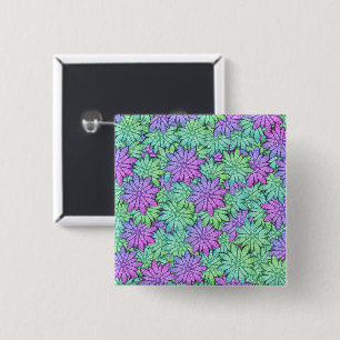 Fun Purple and Green Flowers 15 Cm Square Badge