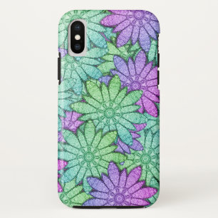 Fun Purple and Green Flowers iPhone X Case