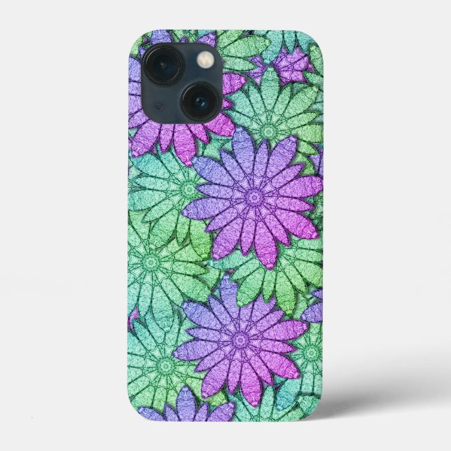Fun Purple and Green Flowers Case-Mate iPhone Case (Back)