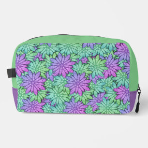 Fun Purple and Green Flowers Dopp Kit