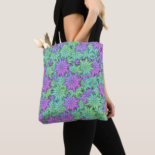 Fun Purple and Green Flowers Tote Bag