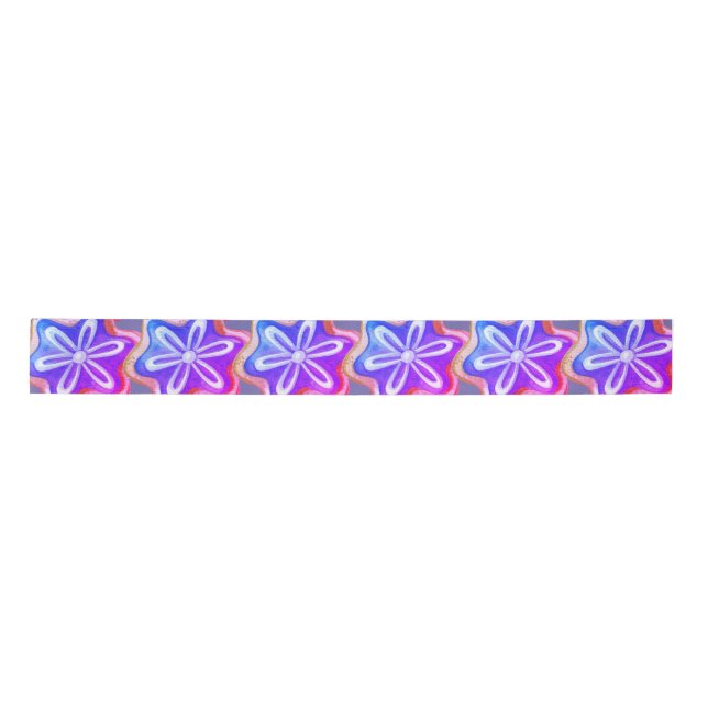 Fun Purple Cookie Pattern  Satin Ribbon (Front)