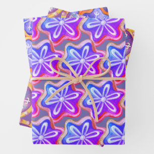 Fun Purple Cookie Pattern Wrapping Paper Sheet